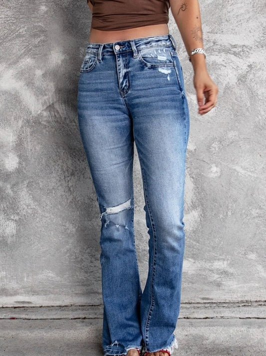 Distressed Flare Jeans - Tigbul's Variety Fashion Shop
