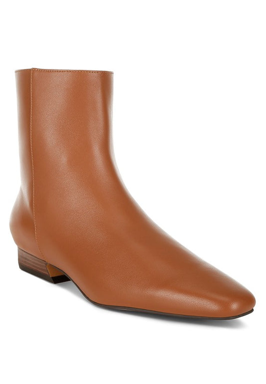 Obita Flared Heel Genuine Leather Boots - Tigbul's Variety Fashion Shop