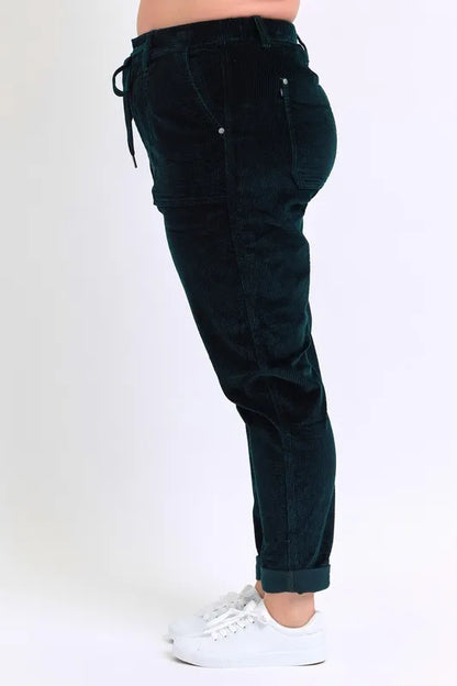 Judy Blue Green High Waist Corduroy Cuffed Jogger Plus Size - Tigbul's Variety Fashion Shop