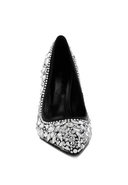 Iceout Diamante & Rhinestone Embellishments Pumps - Tigbul's Variety Fashion Shop