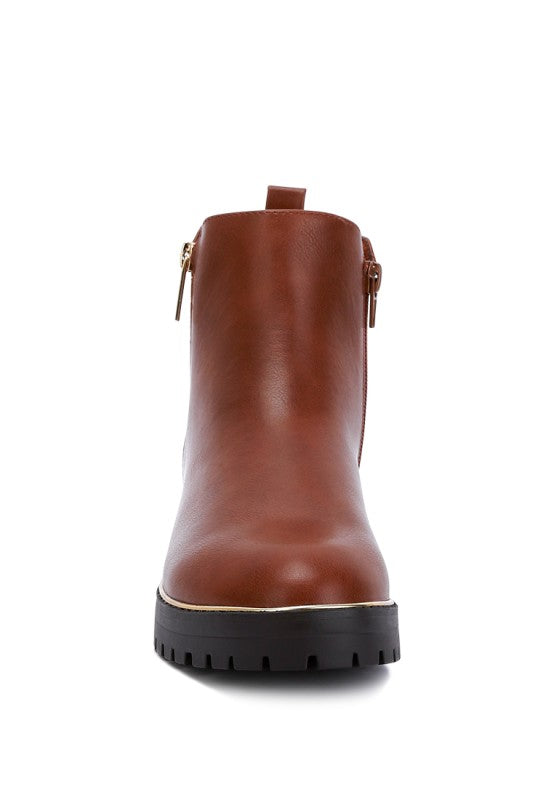 Thorin Metallic Frame Block Heel Boots - Tigbul's Variety Fashion Shop