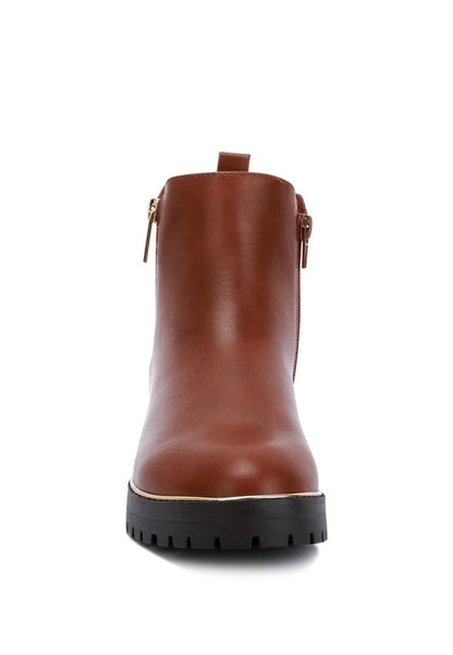 Thorin Metallic Frame Block Heel Boots - Tigbul's Variety Fashion Shop