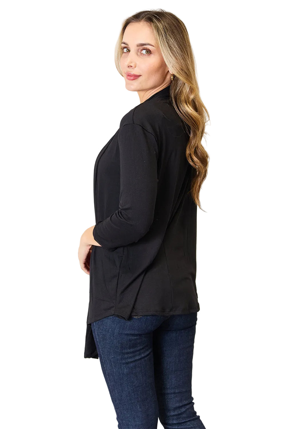 Size Medium Black Open Front Cardigan | Tigbuls Variety Fashion