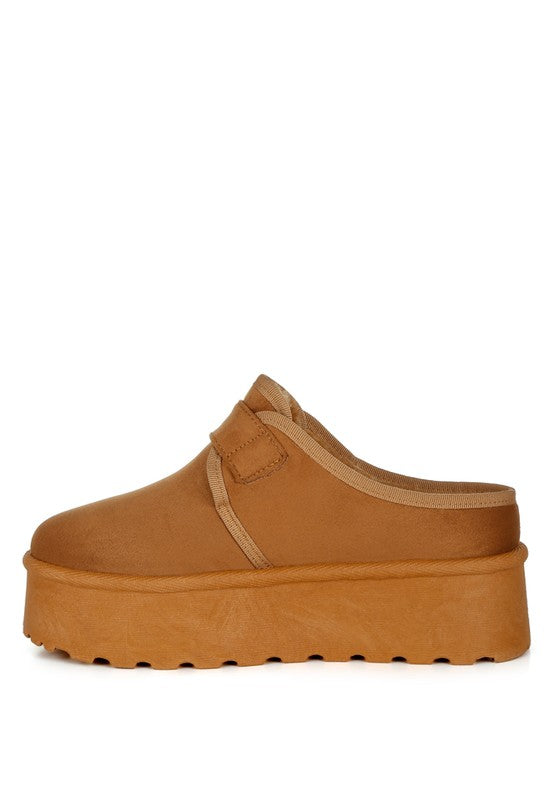 Mayfield Buckle Strap Fur Platform Classic Slip-On - Tigbul's Variety Fashion Shop