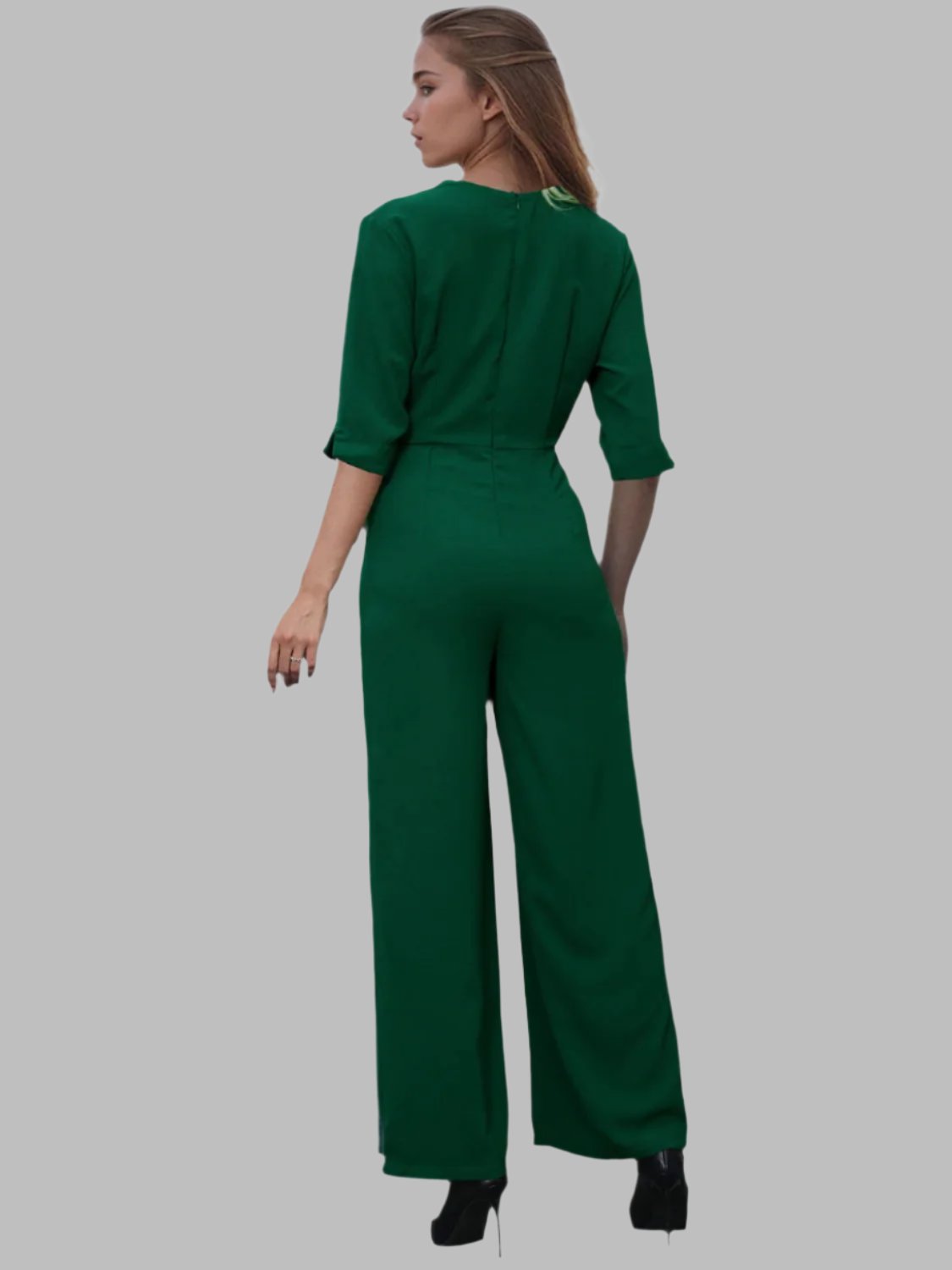 Surplice Half Sleeve Wide Leg Jumpsuit - Tigbuls Variety Fashion