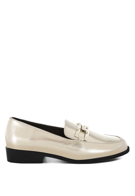 Melucine Metallic Horsebit Detail Loafers - Tigbul's Variety Fashion Shop