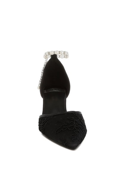 Laika Lace Kitten Heel Sandals - Tigbul's Variety Fashion Shop