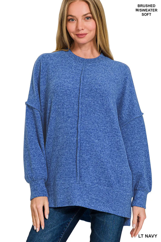 Zenana Brushed Melange Hacci Oversized Sweater - Tigbul's Variety Fashion Shop