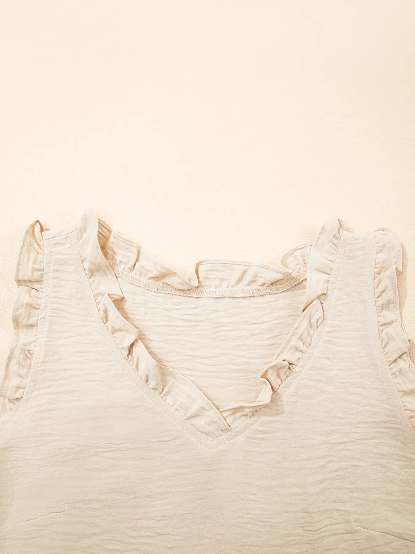 Texture Ruffle Trim V-Neck Tank Top - Tigbul's Variety Fashion Shop