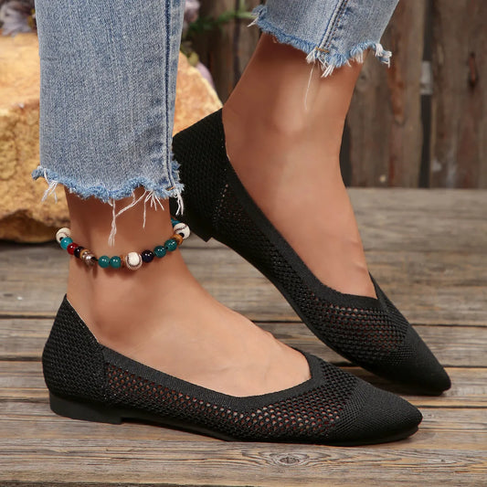 Mesh Point Toe Flat Slip-Ons - Tigbul's Variety Fashion Shop