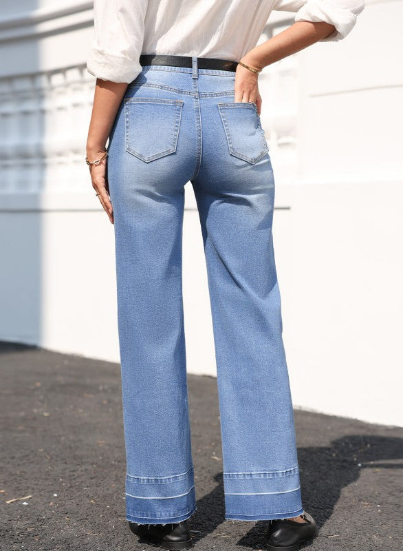 Denim Raw Hem Straight Leg Jeans - Tigbul's Variety Fashion Shop