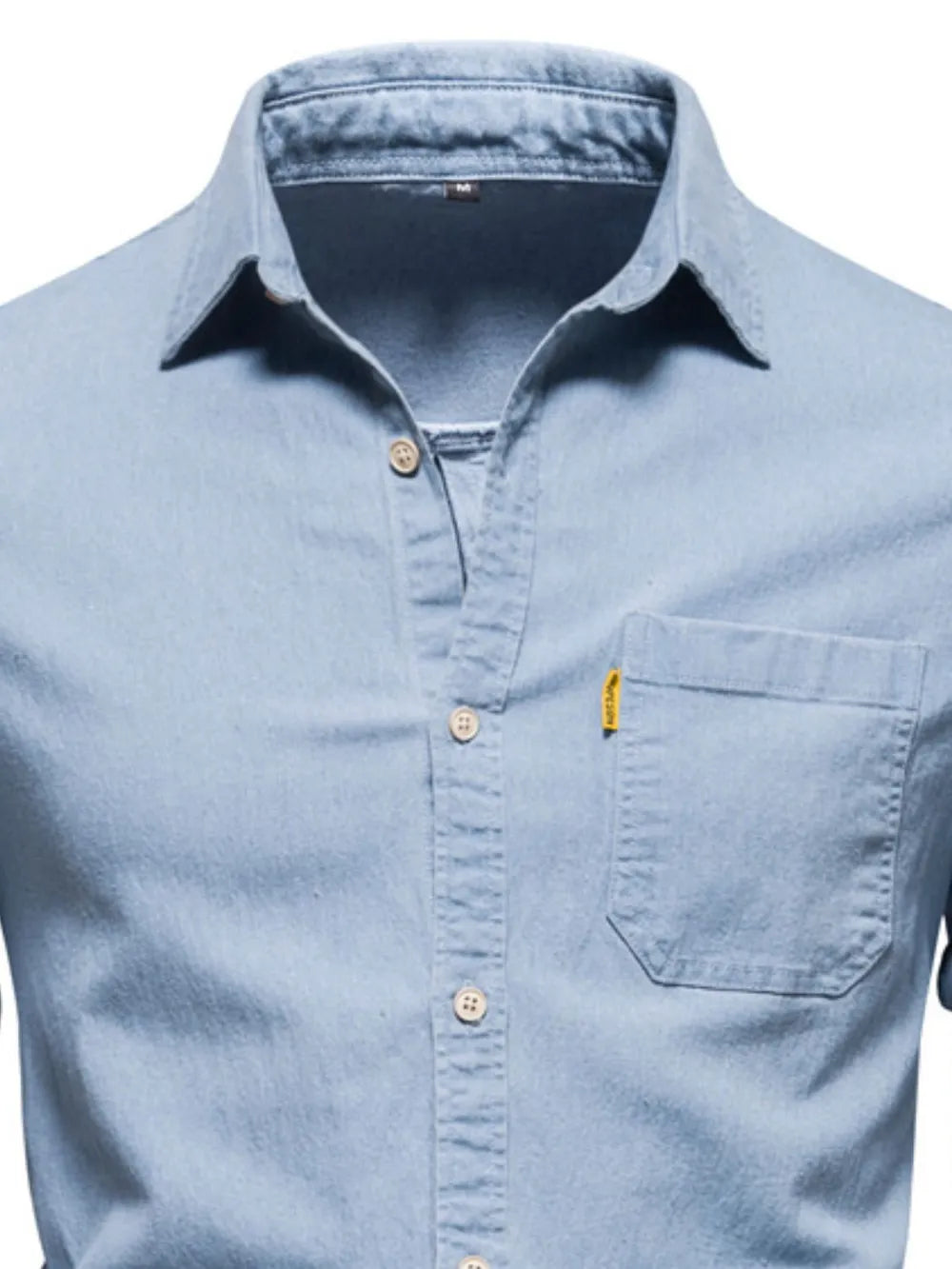 Men's Button-Down Denim Shirt with Chest Pocket - Tigbul's Variety Fashion Shop