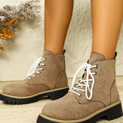 Round Toe Lace Up Boots - Tigbul's Variety Fashion Shop