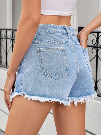 Distressed Raw Hem Denim Shorts - Tigbul's Variety Fashion Shop