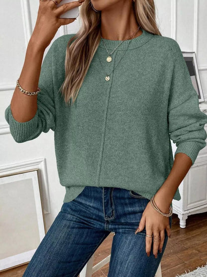Loose-Fit Dropped Shoulder Sweater - Tigbul's Variety Fashion Shop