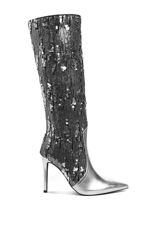 Sitarah Sequin Embellished Stiletto Long Boots - Tigbul's Variety Fashion Shop