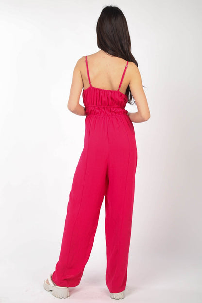 VERY J Pintuck Detail Woven Sleeveless Jumpsuit - Tigbuls Variety Fashion