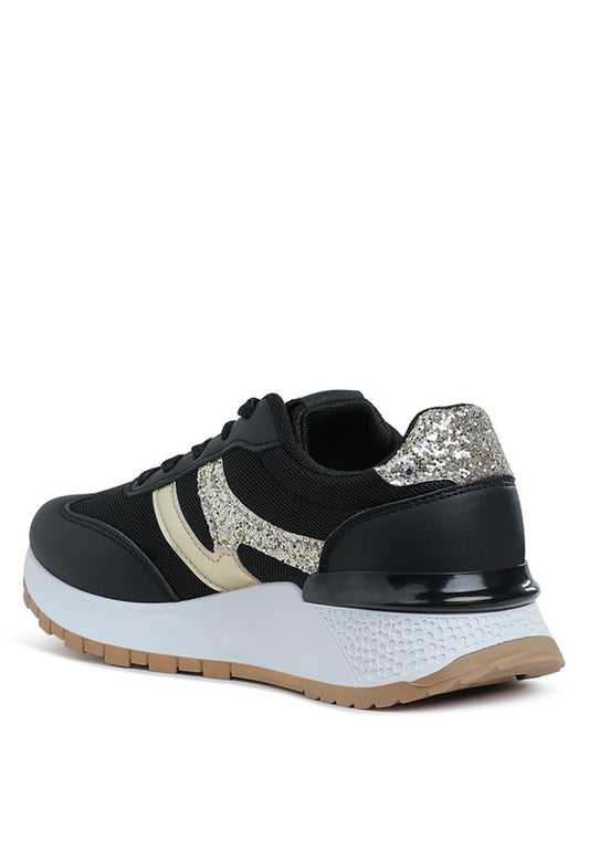 Tapers Glitter Detail Chunky Sneakers - Tigbul's Variety Fashion Shop