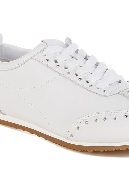 Odaya Studded Real Soft Leather Sneakers - Tigbul's Variety Fashion Shop
