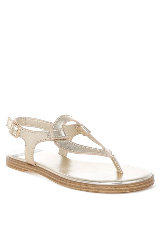 Zorad Gold Metallic Genuine Leather Flats | Tigbuls Variety