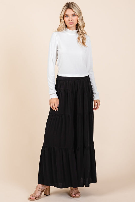 Mittoshop Tier Detail Smocked Elastic Waist Wide Leg Pants - Tigbul's Variety Fashion Shop