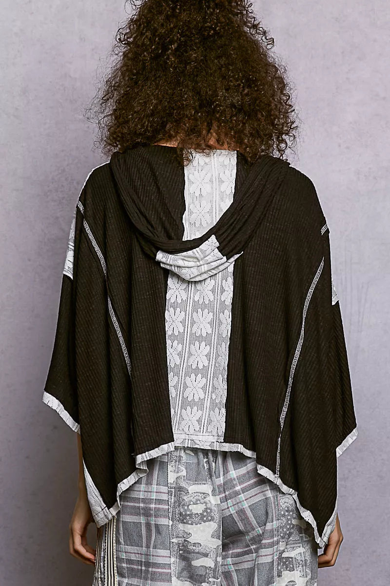 POL Short Sleeve Hoodie Top with Lace Detail - Tigbul's Variety Fashion Shop