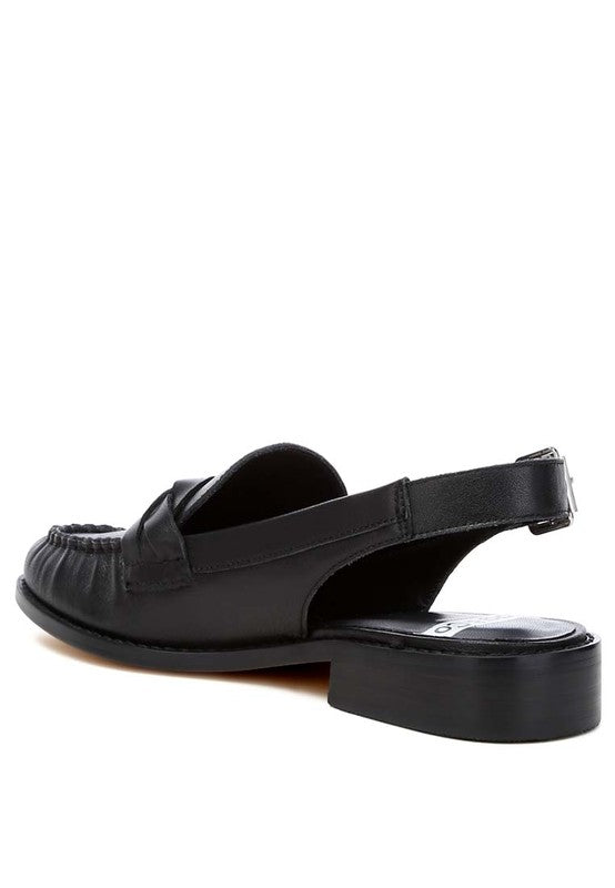 Jemykin Black Genuine Leather Loafer Sandals - Tigbul's Variety Fashion Shop