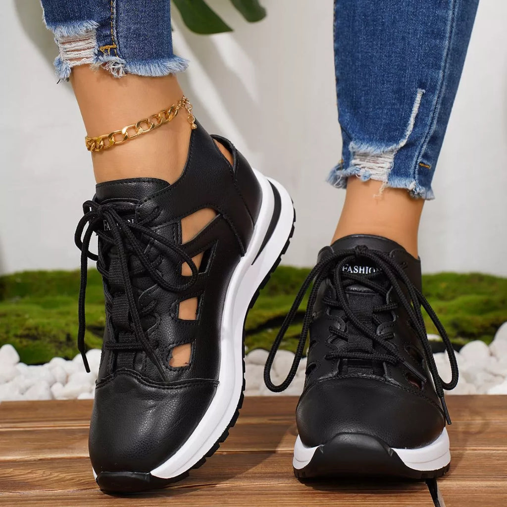 Round Toe Lace Up Sneakers - Tigbul's Variety Fashion Shop