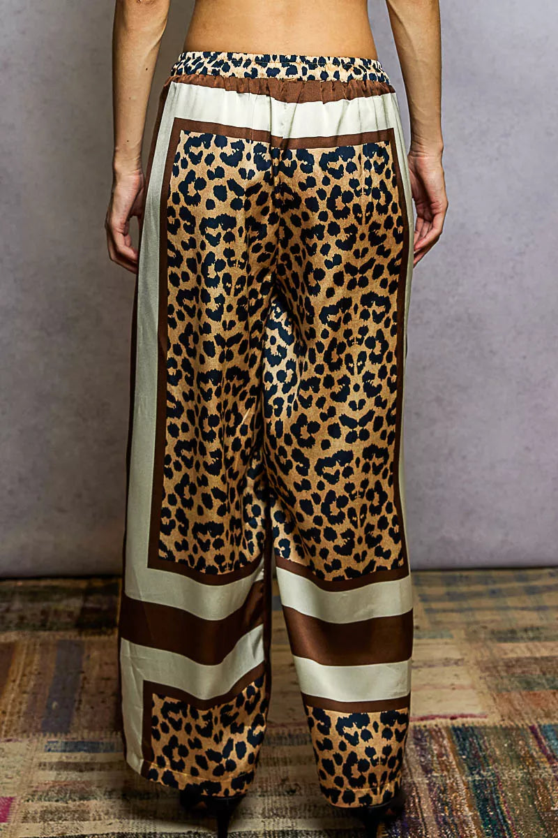 POL Leopard Printed Woven Wide Leg Drawstring Pants - Tigbul's Variety Fashion Shop