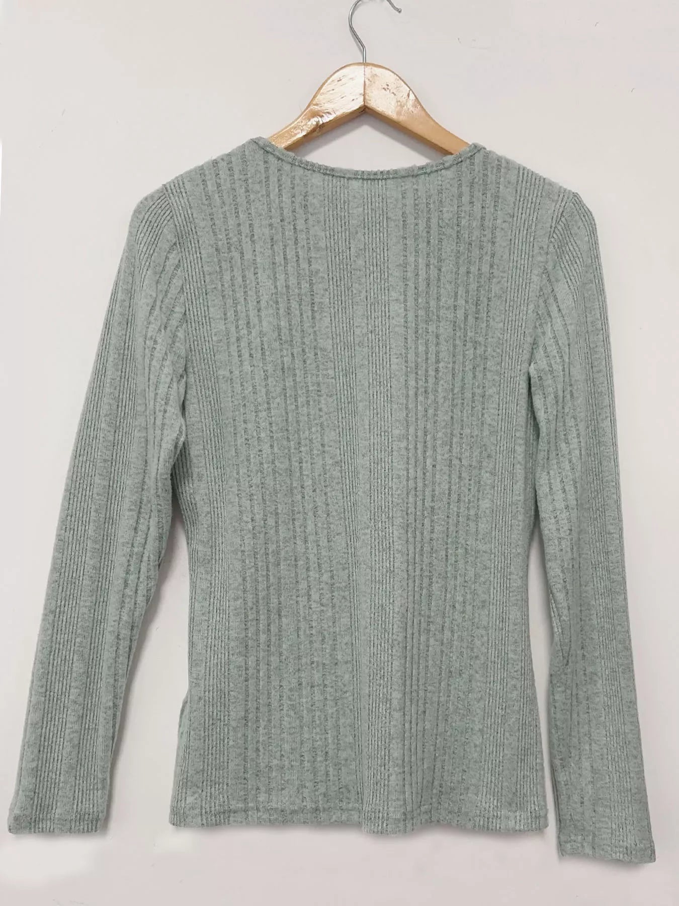 Crisscross V-Neck Ribbed Knit Long Sleeve T-Shirt - Tigbul's Variety Fashion Shop