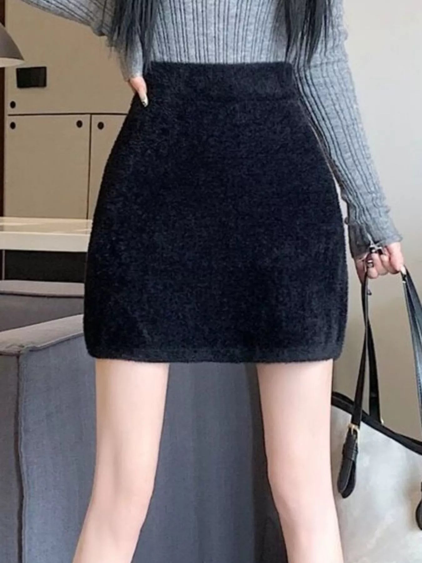 Plush Knit Mini Skirt - Tigbul's Variety Fashion Shop