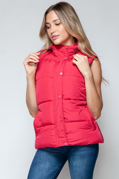 Snobbish Snap and Zip Closure Hooded Vest - Tigbul's Variety Fashion Shop