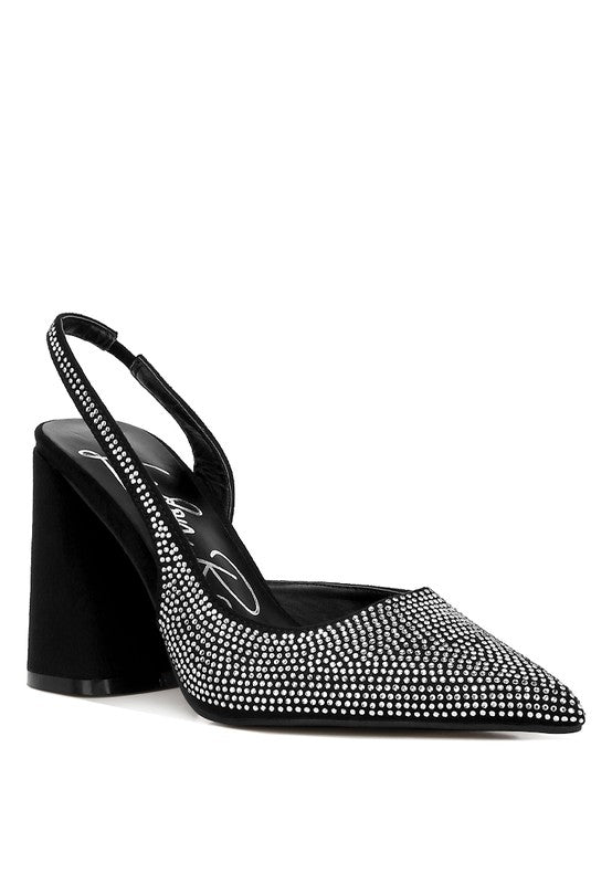 Rhinestone Embellished Suede Heel Sandals - Tigbuls Variety Fashion