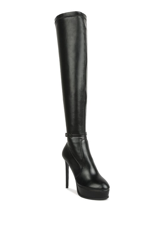 TWINKLES Patent Stiletto Heeled Long Boots - Tigbul's Variety Fashion Shop