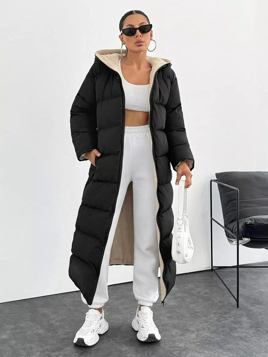 Quilted Hooded Longline Puffer Coat - Tigbul's Variety Fashion Shop