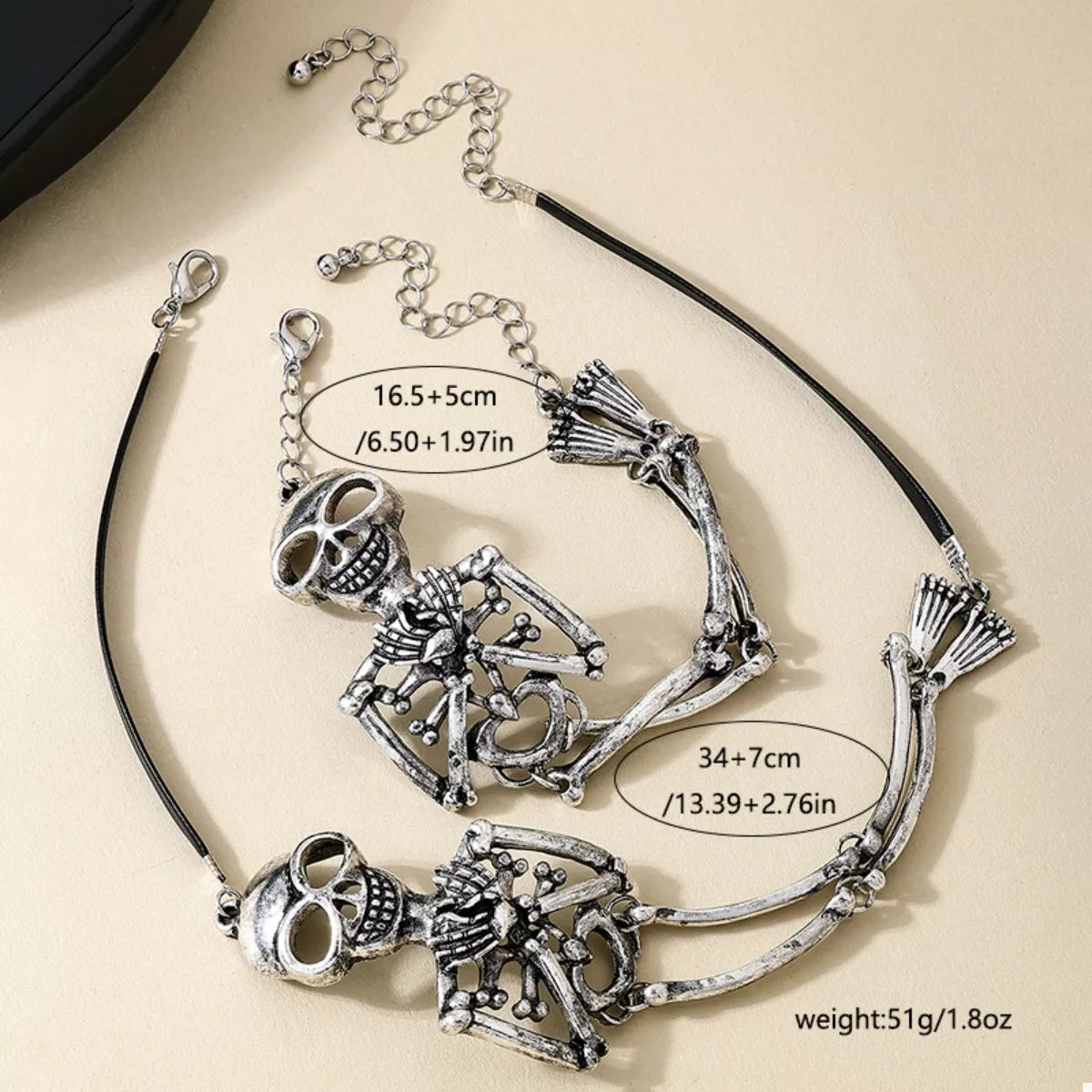 Alloy Skull Necklace and Bracelet Jewelry Set - Tigbul's Variety Fashion Shop