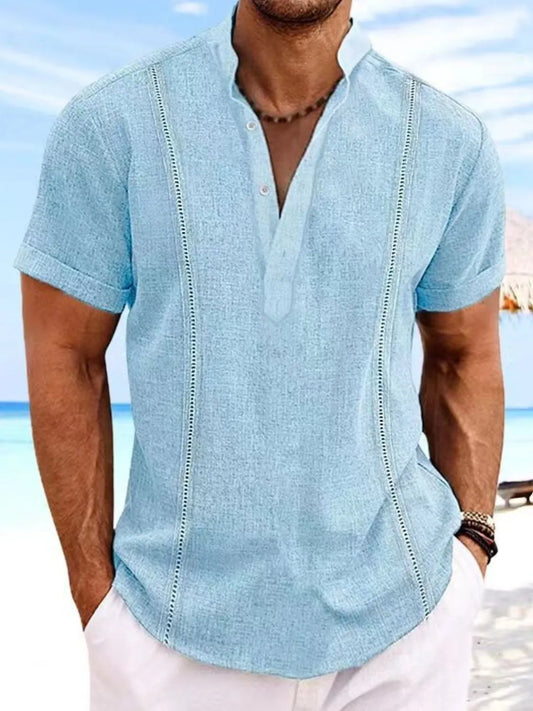 Men's Full Size Button Detail Short Sleeve Shirt Plus Size - Tigbul's Variety Fashion Shop