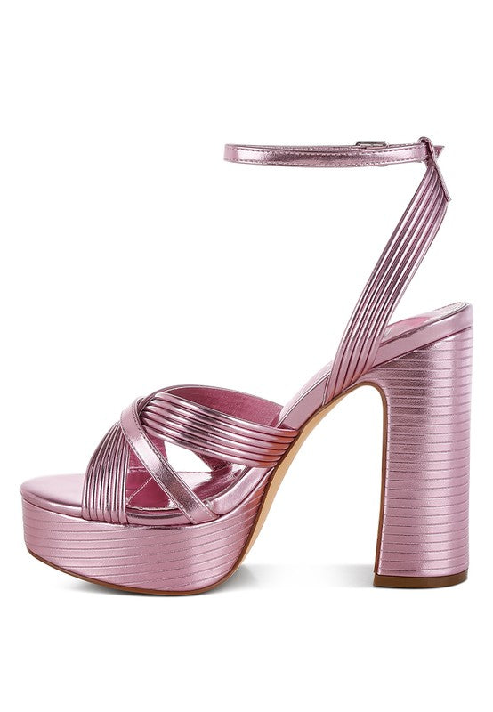 Socialite Metallic Ankle Strap Heel Sandals - Tigbul's Variety Fashion Shop