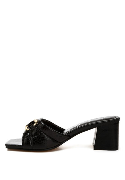 Bellamy Horsebit Detail Snake Print Sandals - Tigbul's Variety Fashion Shop