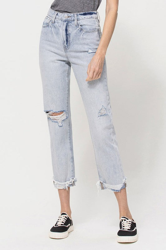 Super High Relaxed Cuffed Straight Jeans - Tigbuls Variety Fashion