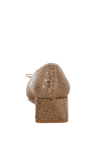 Ningen Leopard Print Block Heel Ballerinas | Tigbuls Variety