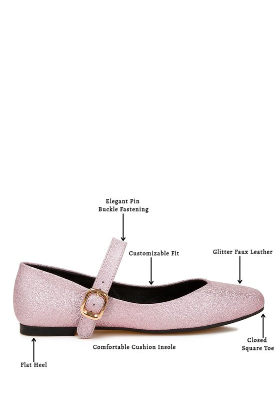 Herma Glitter Pin Buckle Ballerinas - Tigbul's Variety Fashion Shop