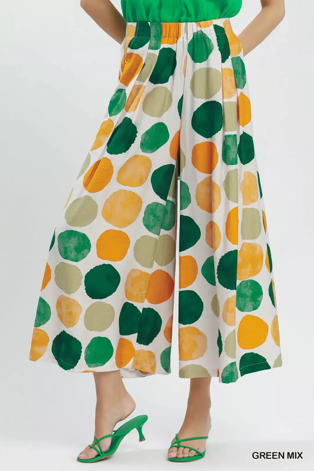 Umgee Dot Print Wide Leg Pants - Tigbul's Variety Fashion Shop