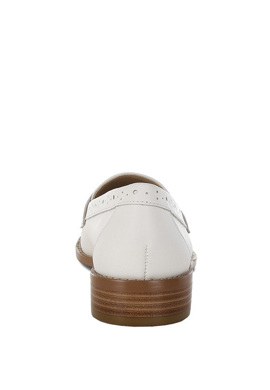 Clotilda Perforated Low Heel Loafers - Tigbul's Variety Fashion Shop