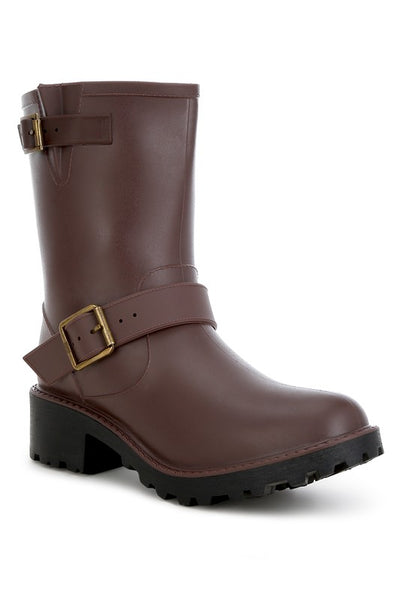 Anong Harness Detail Calf Rain Boots - Tigbul's Variety Fashion Shop