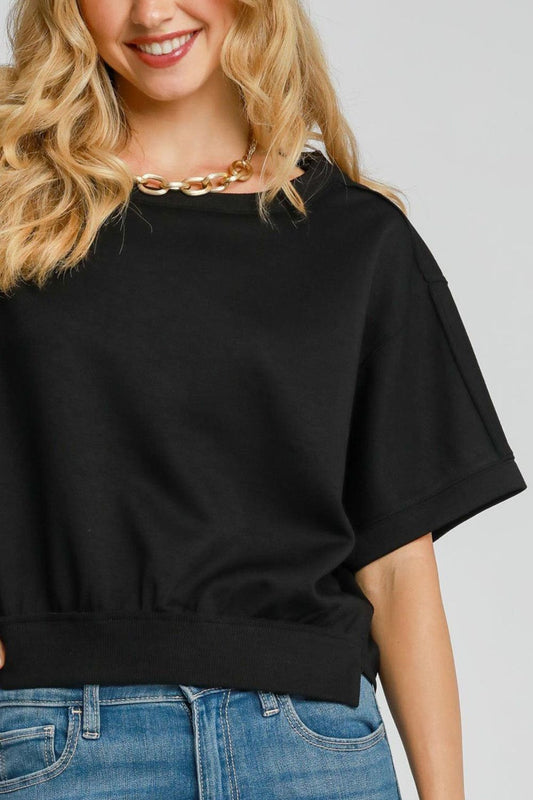 Umgee Full Size Lightweight Cropped Sweatshirt Plus Size - Tigbul's Variety Fashion Shop