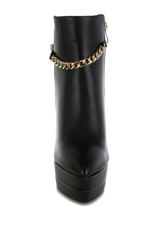 Narok Metallic Chain Detail 5" High Heel Stiletto Boots - Tigbul's Variety Fashion Shop