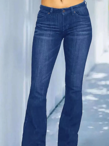 Full Size Wash Flare Jeans with Pockets Plus Size - Tigbul's Variety Fashion Shop