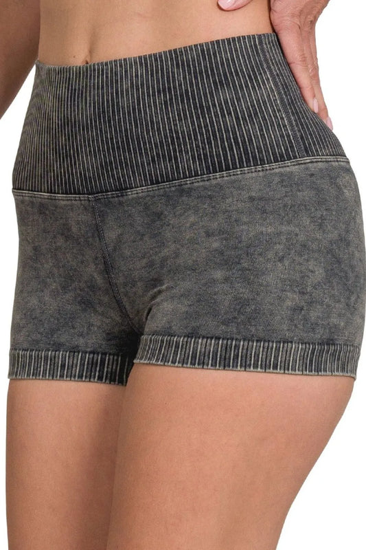 Zenana Washed Seamless High Waisted Shorts - Tigbul's Variety Fashion Shop
