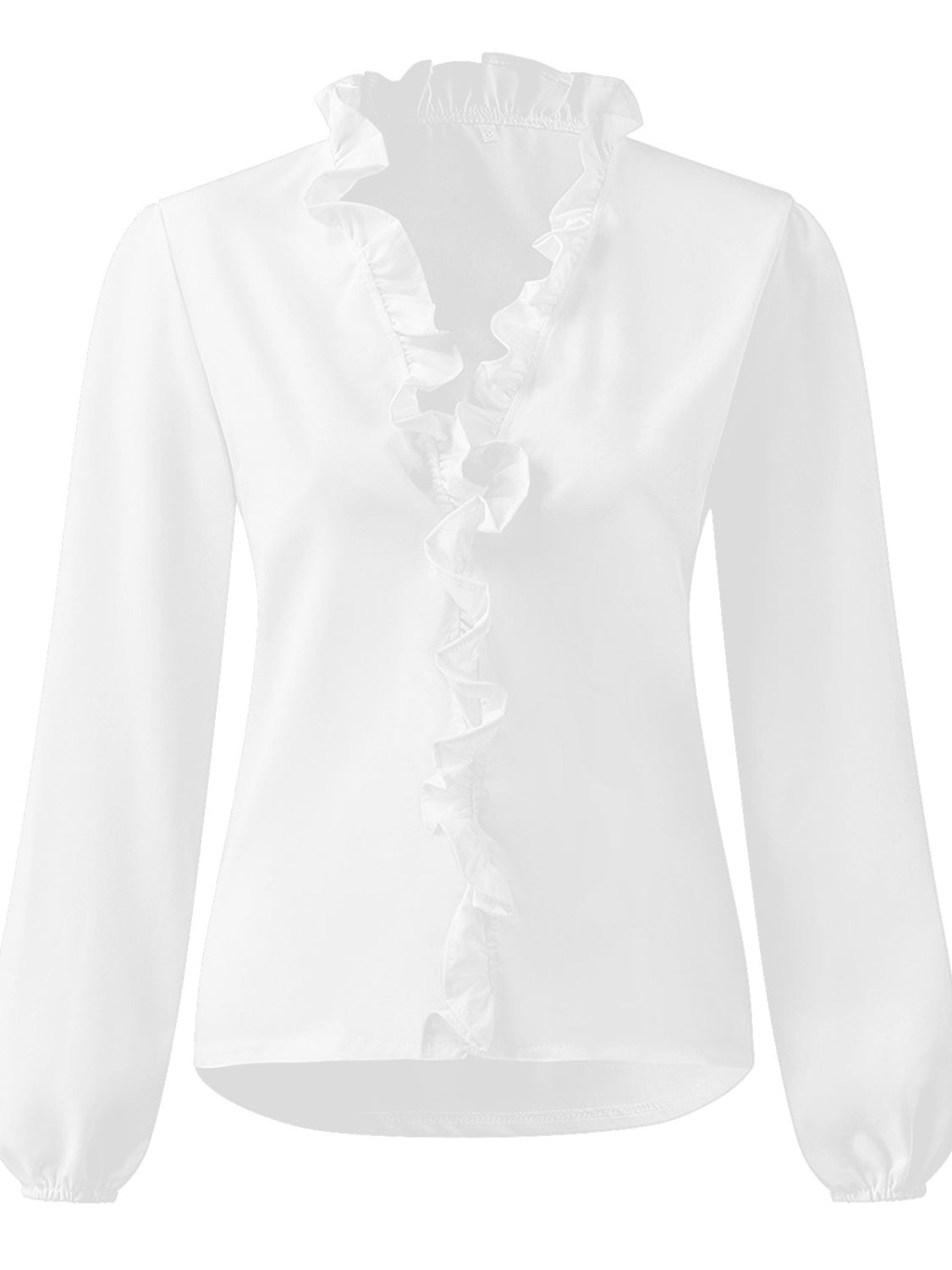 Full Size Ruffled V-Neck Long Sleeve Blouse - Tigbul's Variety Fashion Shop